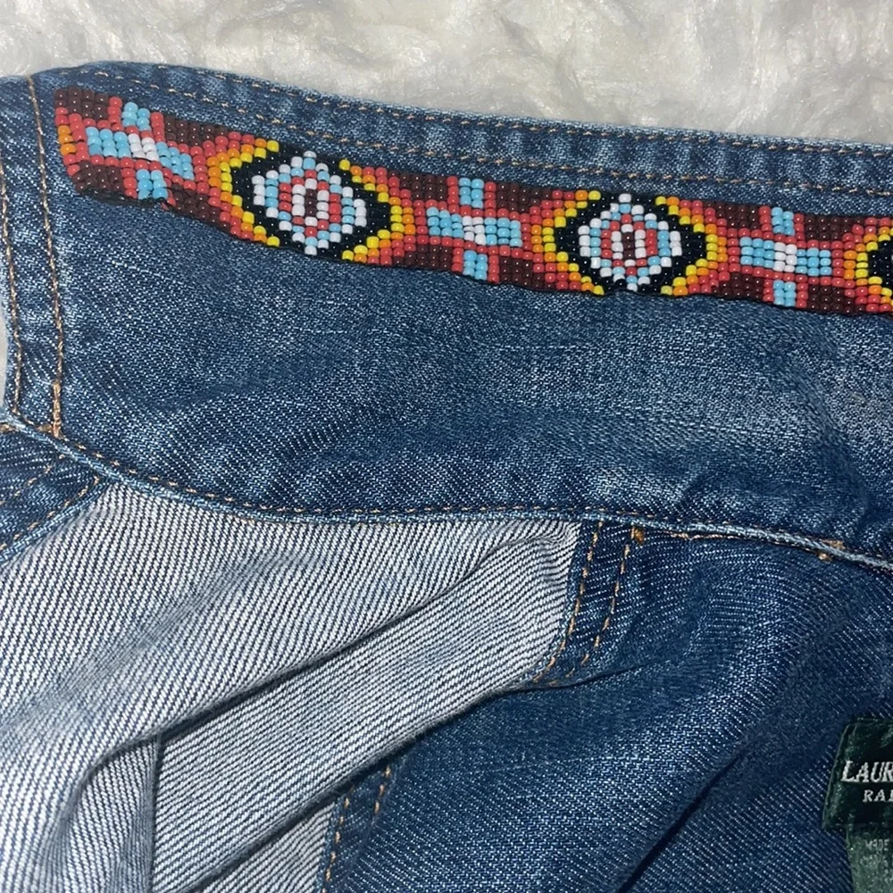 Lauren Jeans Co. Southwestern Style Beadwork Trucker Jacket, Size Small - Picture 10 of 17